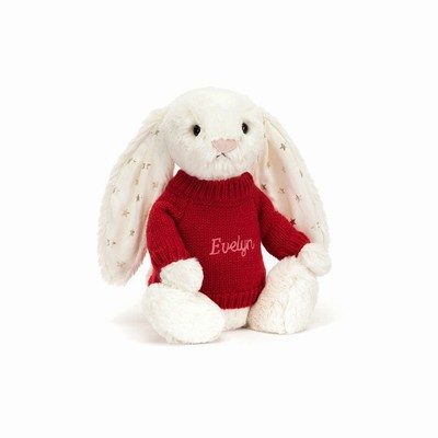 Jellycat Bashful Twinkle Bunny with Red Jumper UK | 62478NBYH